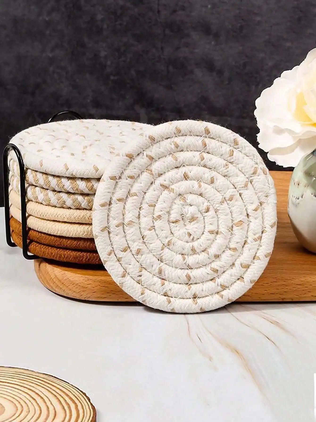Handmade Cotton Rope Coaster Beverage Bracket Minimalist Woven Qme