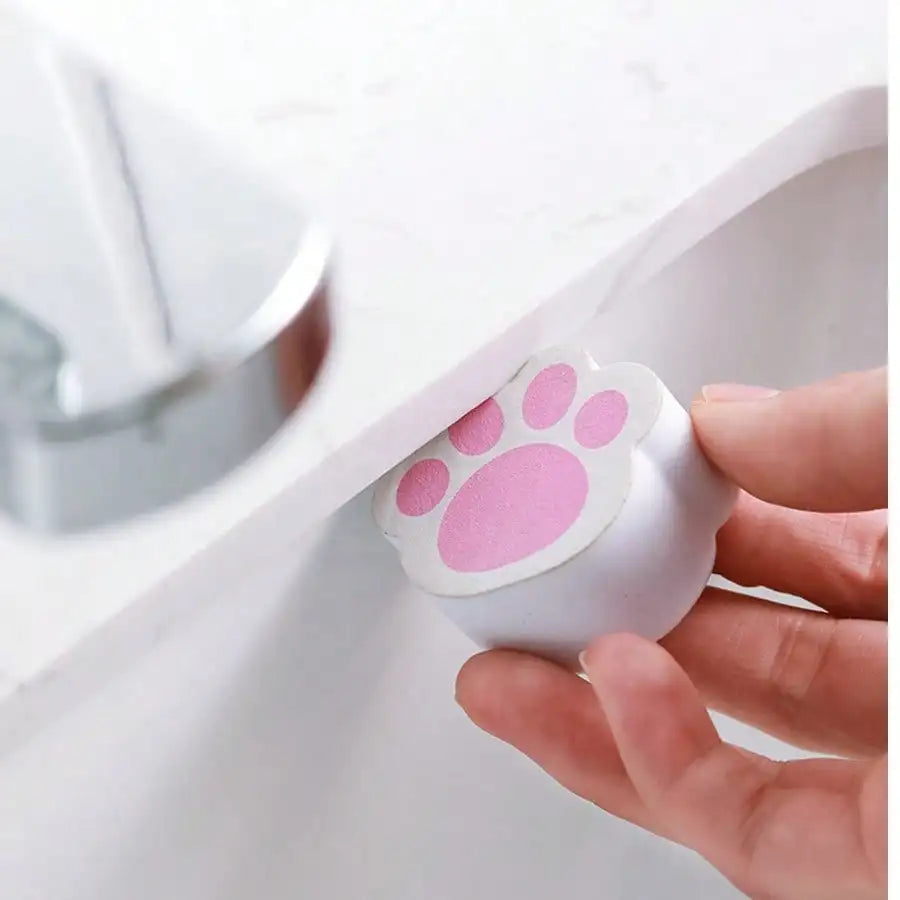 Pink Cat Claw Shape Bathtub Sink Cleaning Abrasive Particles Mirror Qme 1pc