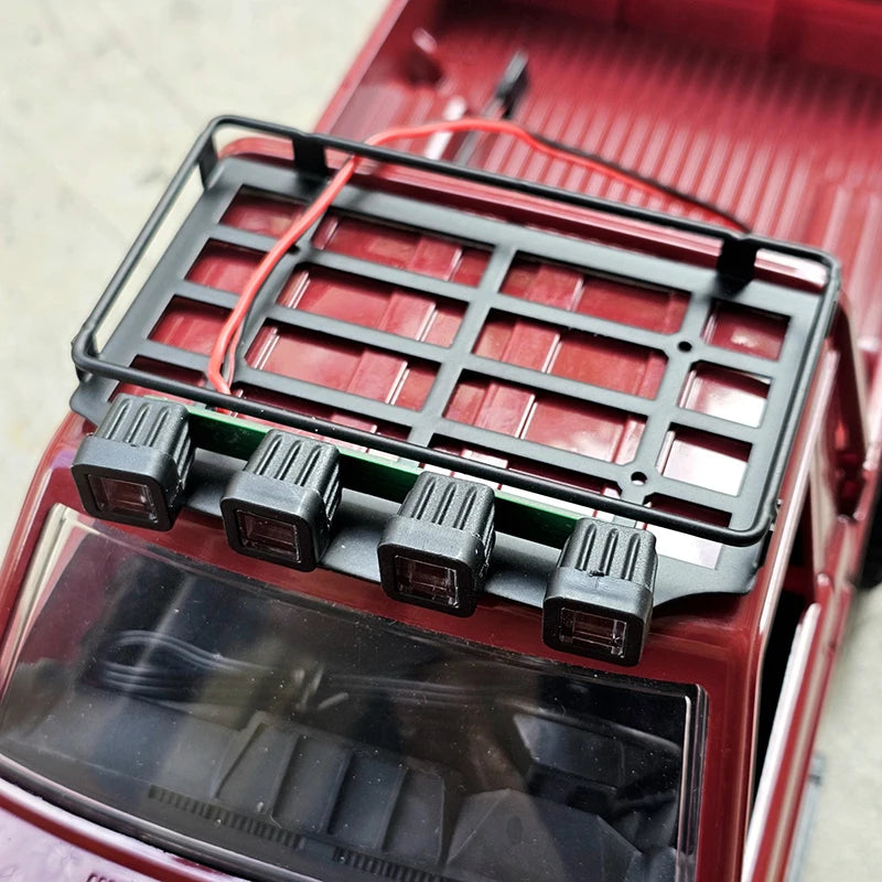 MN82 Metal Luggage Carrier Roof Rack LED Light RC Model Car Upgrade Qme