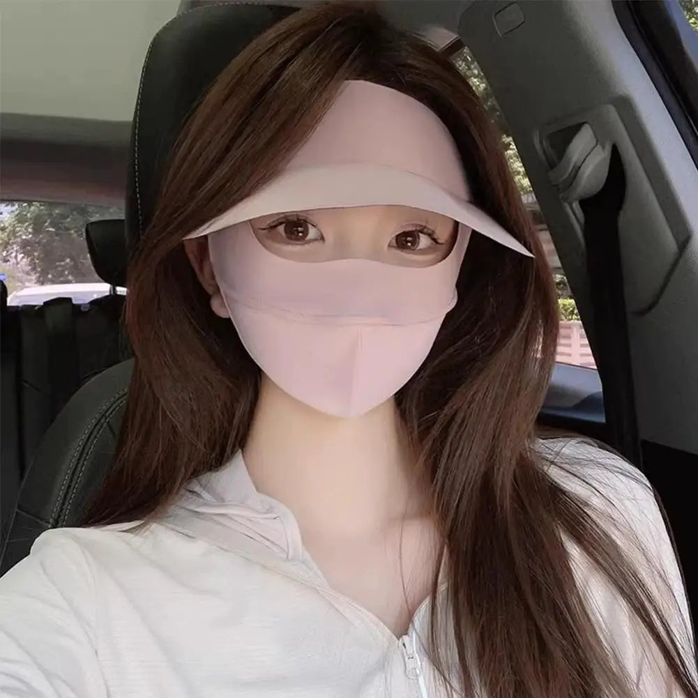 Full-face Integrated Sun Protection Face Cover Hat Mask Anti UV Full Qme