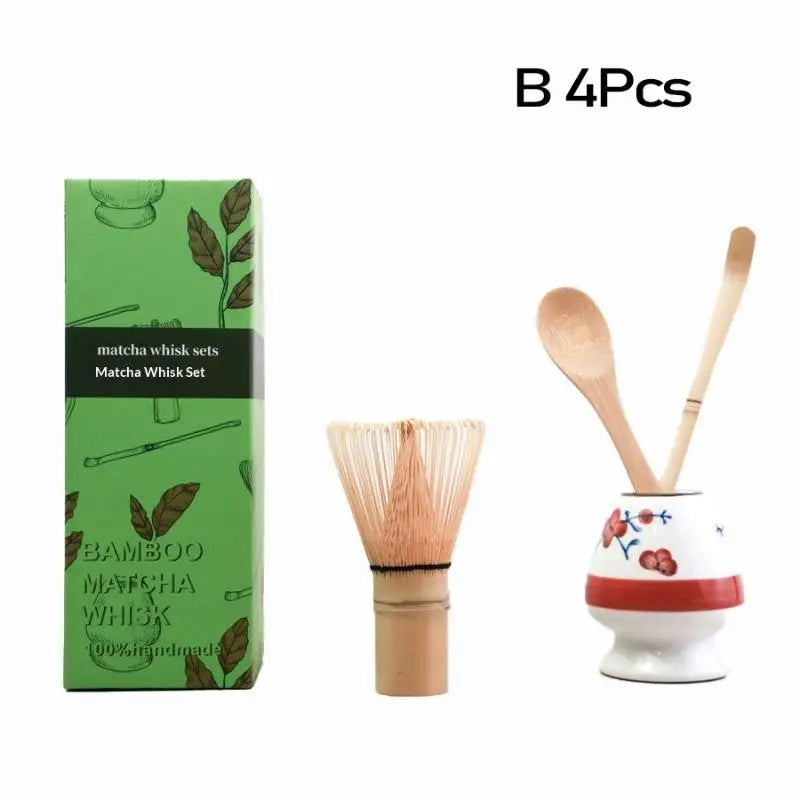 3 Japanese Matcha Tea Safe Bamboo Whisk Teaspoon Spoon Sets Indoor Qme B 4Pcs