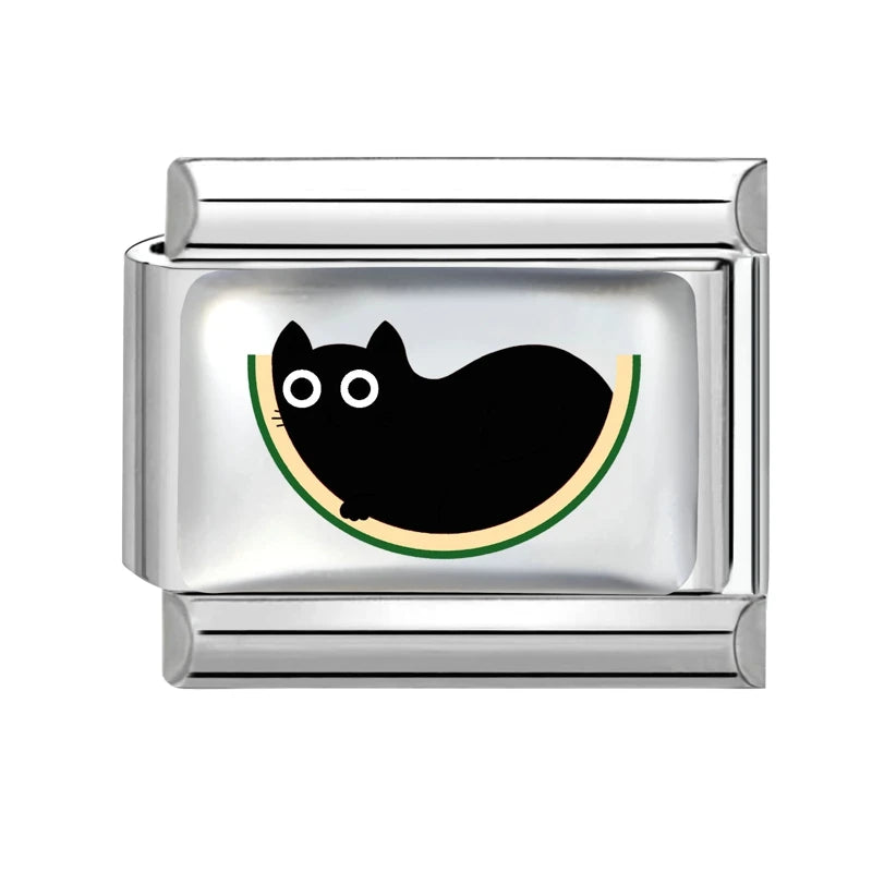 Fashion Cat Watermelon Dog Sunglasses Charm Bracelet Fit 9mm Bracelet Stainless Steel Italian Links Making DIY Jewelry Wholesale Qme Style 5