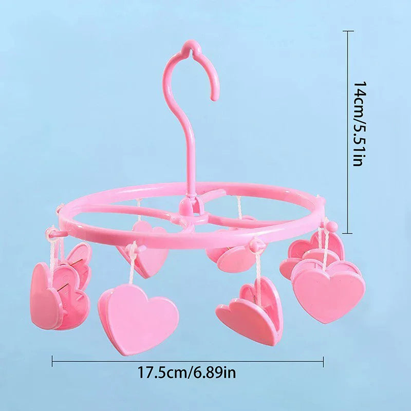 Lovely Strawberry Clothes Dryer Hanger Windproof Socks Underwear Drying Rack Household Heart Storage Laundry Rack Home Qme