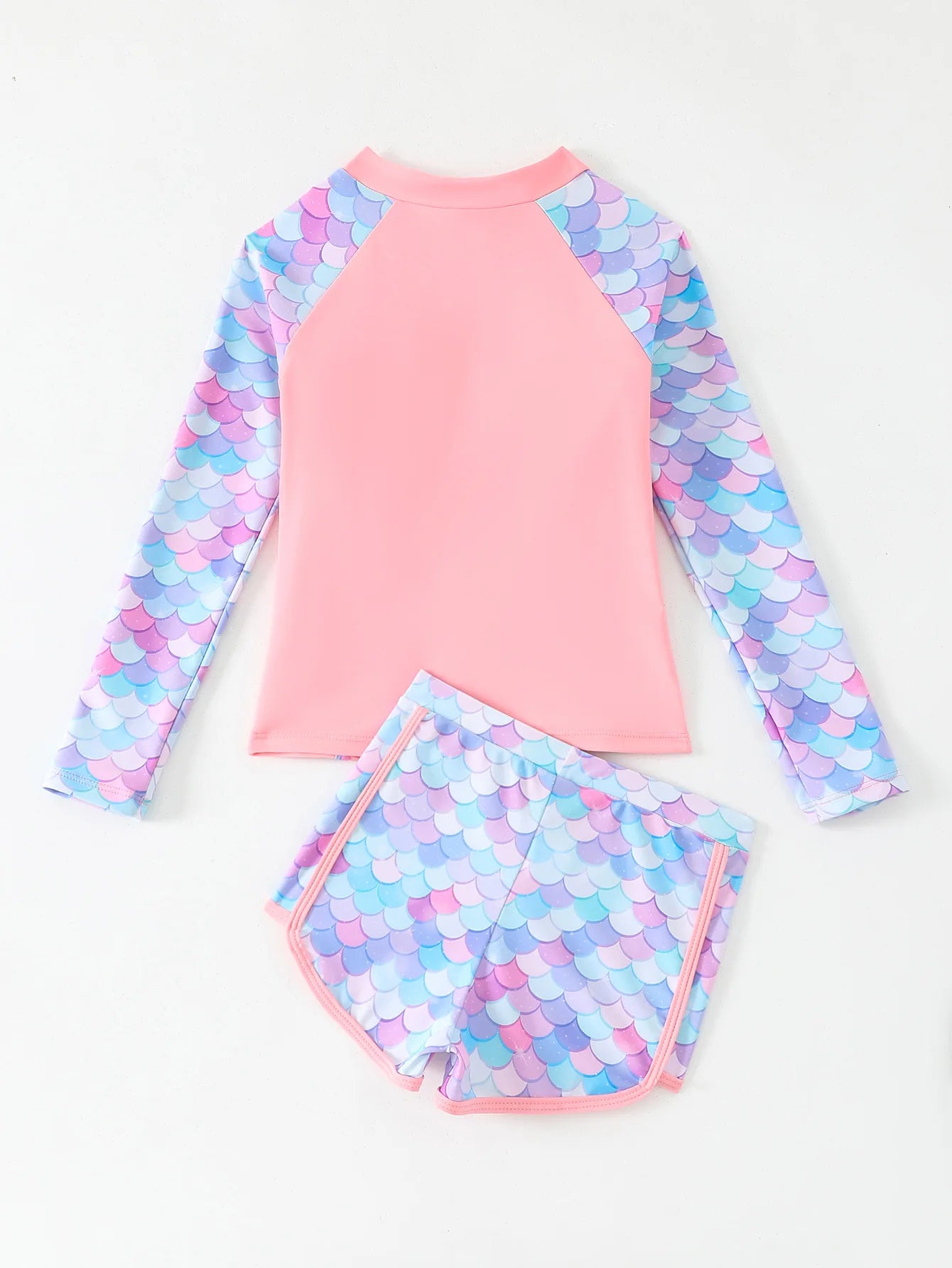 Girls Swimsuit 2025 Pink Long Sleeve Rash Guard Shirts Children Swimwear Summer Kids Beach Wear Shorts Quick-Dry Bathing Suit Qme