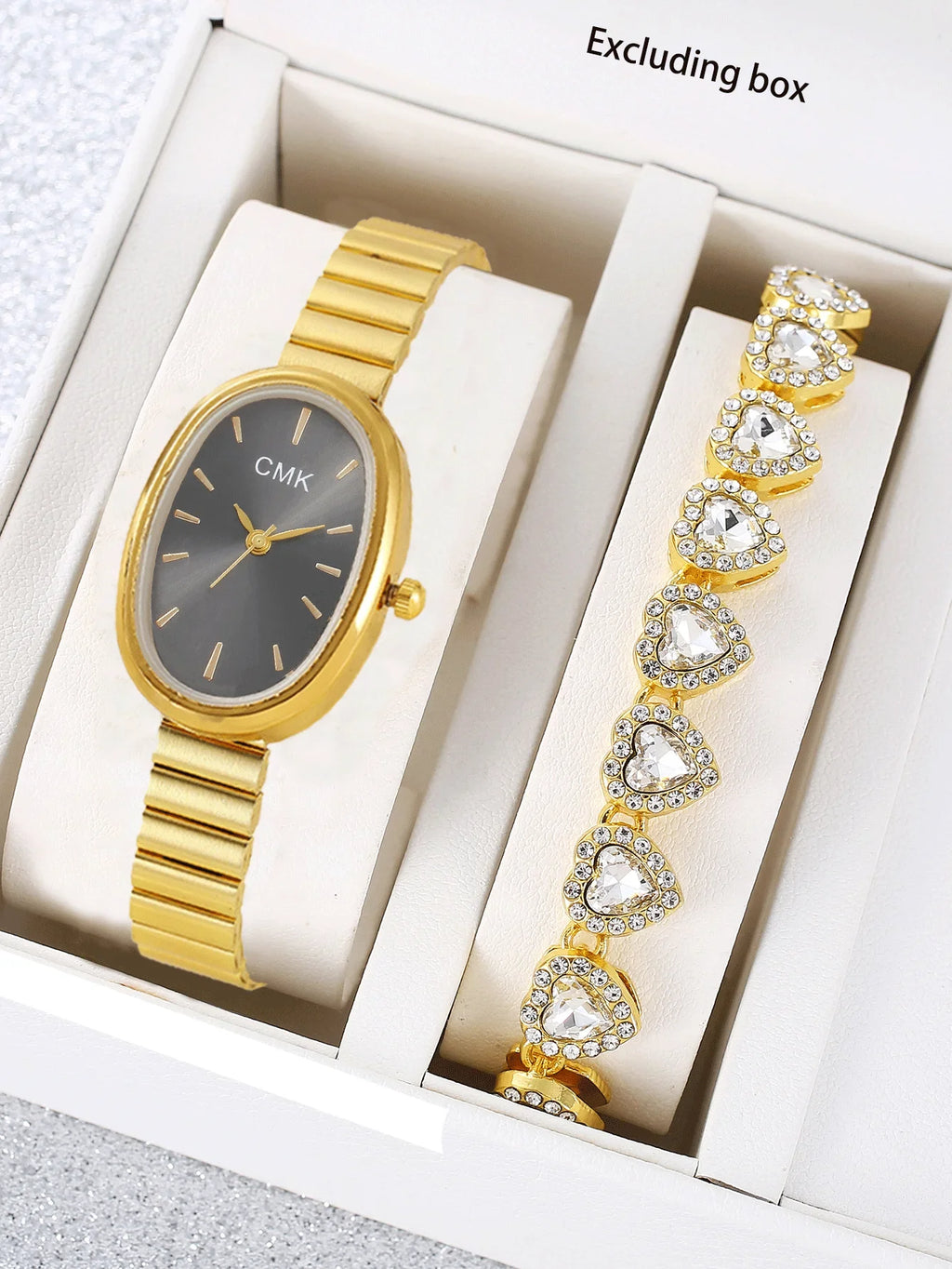 2pcs Elliptical quartz watch for women, light luxury, casual, niche, business trend, women's watch Qme
