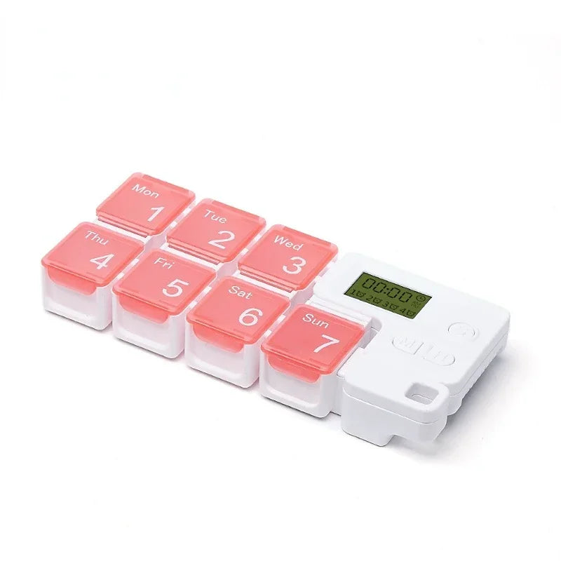 Automatic Light Pill Dispenser - Provides A Weekly Timer with Vibration and LED Reminders for The Elderly Qme Pink