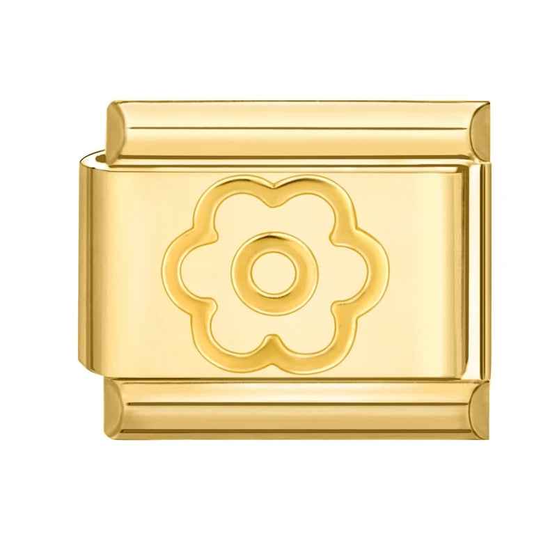 2025 Gold Flower Heart Cute Cat Paws Sun Italian Charm Links