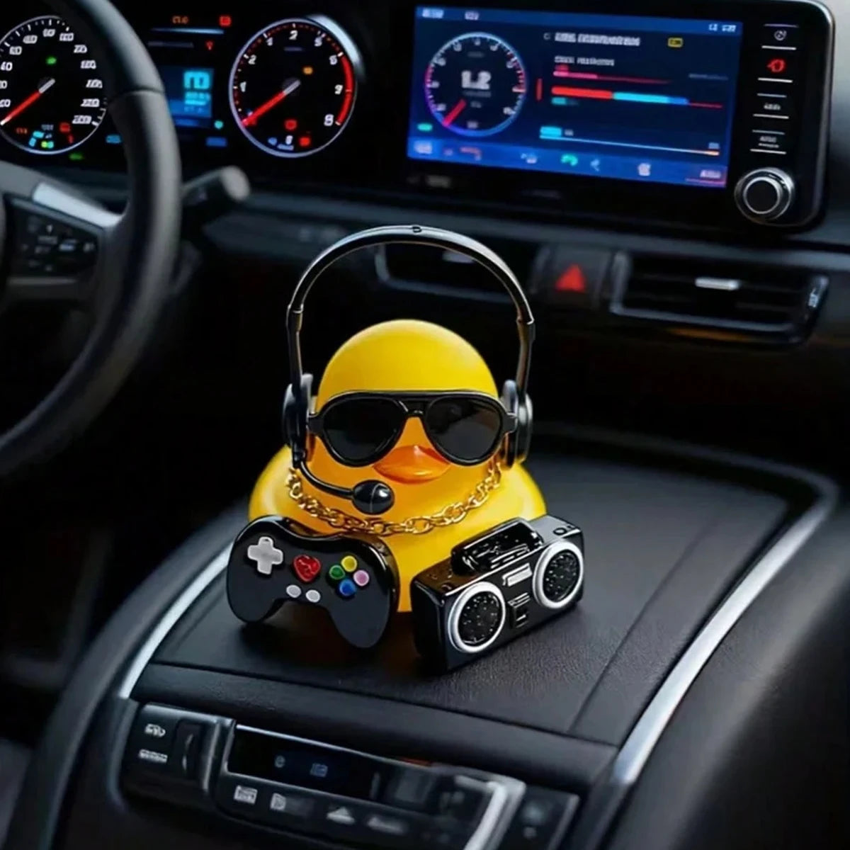 Car Yellow Duck Center Console Decoration Cool Interior Accessories Qme YELLOW