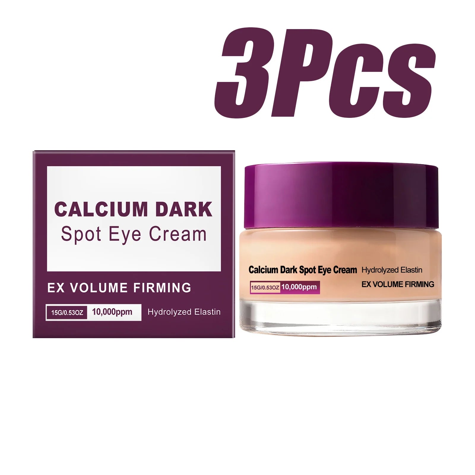 Calcium Dark Spot Eye Cream Collagen Boosting Wrinkle Smoothing Anti-Aging Firming Eye Cream for Wrinkles Puffiness Hydrating Qme 3 x 15g Boxed