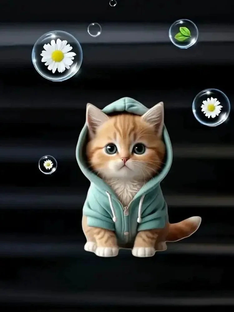 Hoodie Kitten Finished Ventilating Clip Car Decoration Aromatreatment Acrylic Accessories Qme blue