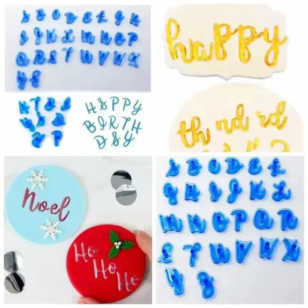 DIY Upper&lower Case Alphabet Letters Number Embosser Mold Cookie Qme