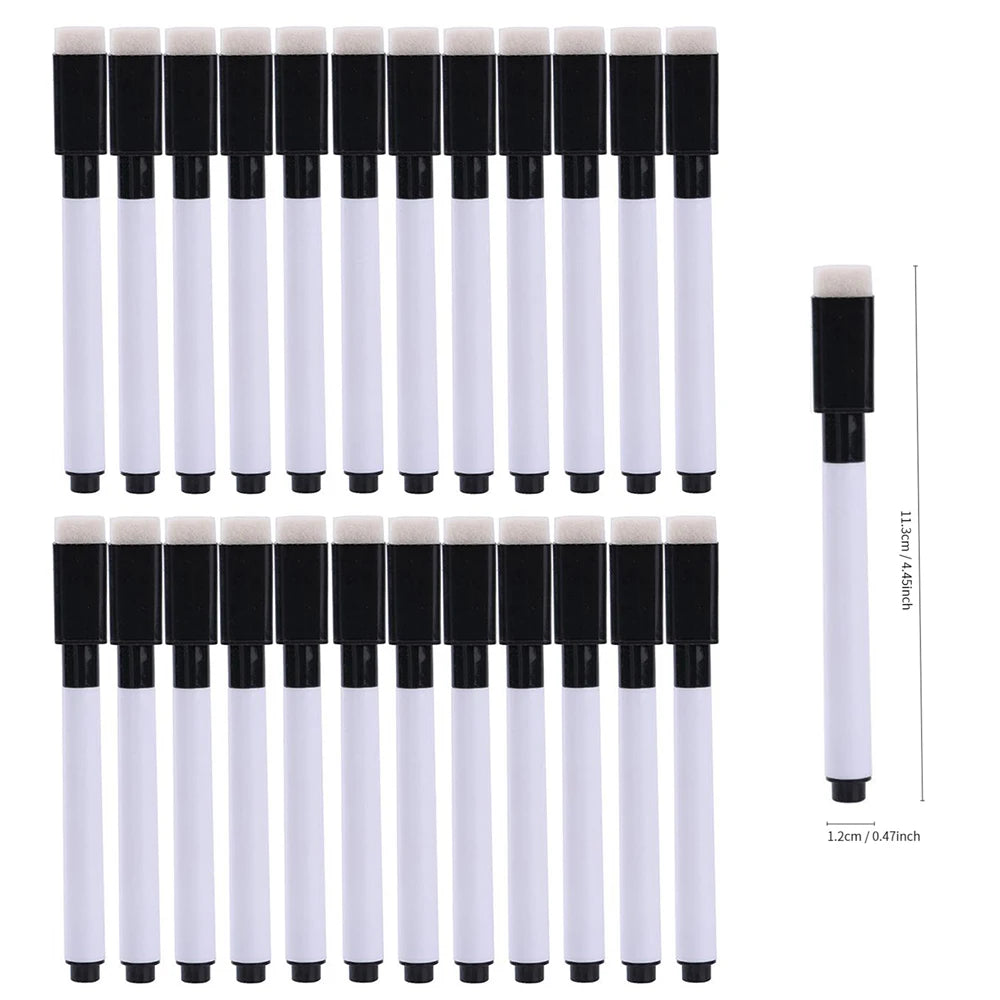 Magnetic Black Dry Erase Markers with Eraser Cap White Board Dry erase Markers Classroom Dry Wipe Pens for Home Office School Qme 25 Pcs