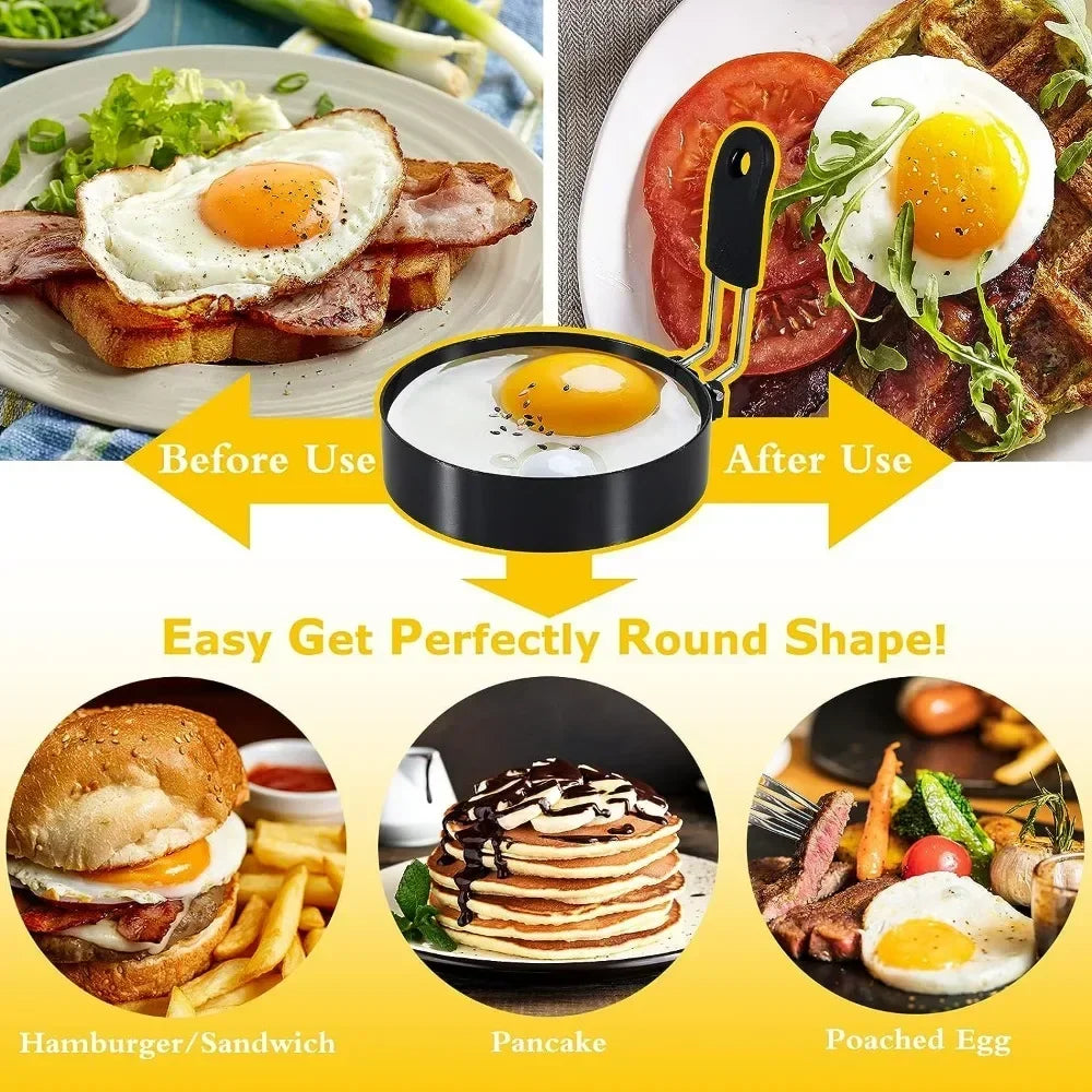 Anti-scald Egg Fried Ring Professional Stainless Steel Nonstick Round Pancake Mold Cooking Egg Mould Breakfast Sandwich Tools Qme