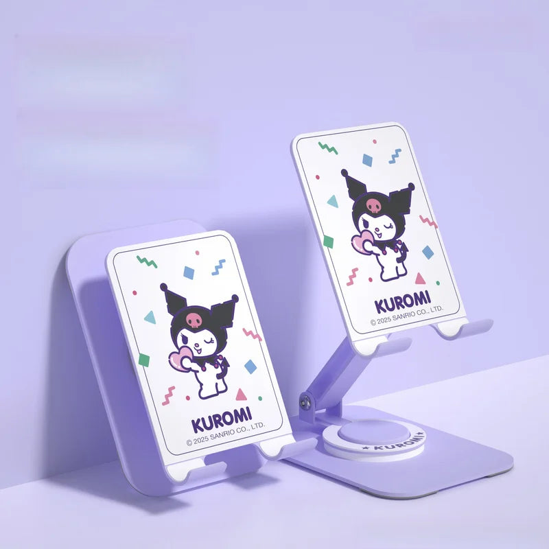 Hello Kitty Kuromi Metal Telescopic Phone Stand Desktop Hands-Free Stand Rotating Multifunctional Phone and Tablet Stand Qme