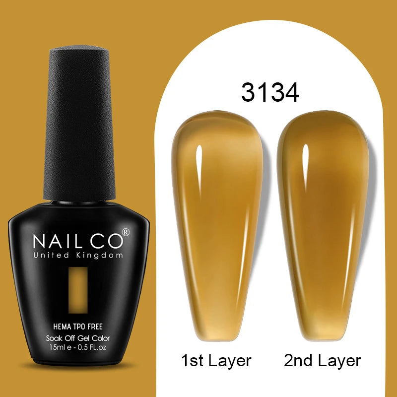 Nailco Jelly Gel Nail Polish Transparent Varnishes 44 Colors Red Pink Qme 3134
