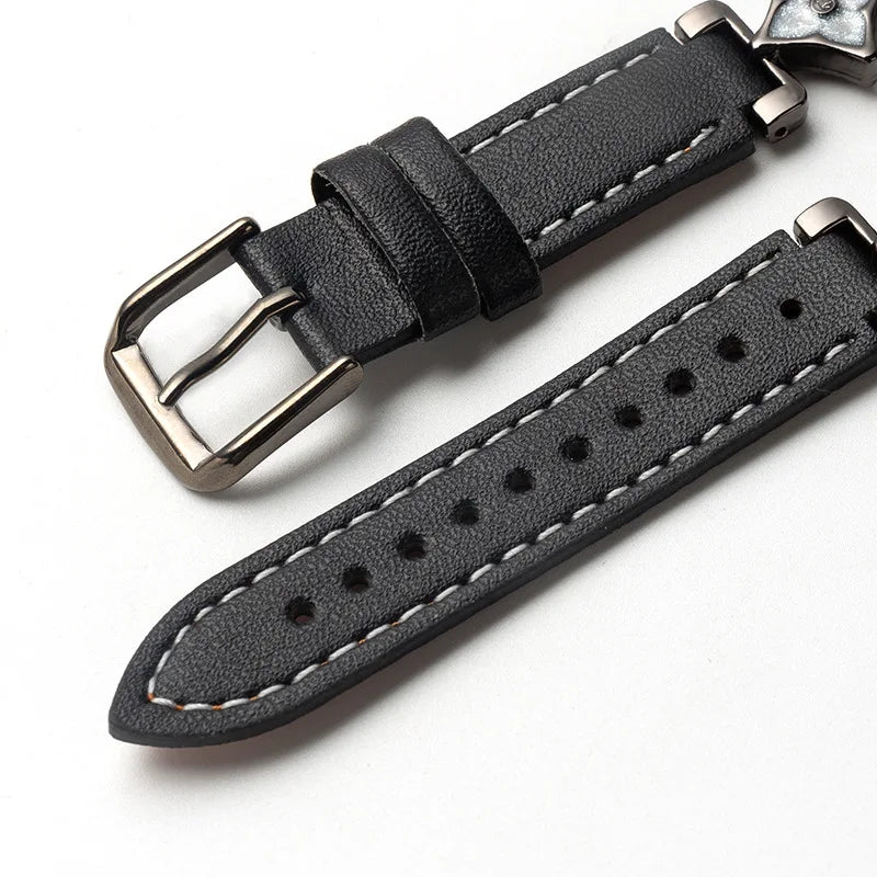 Applicable to iWatch10 strap Apple S9 watch AppleWatch metal four-leaf clover S8 leather S7S6 women's model Qme