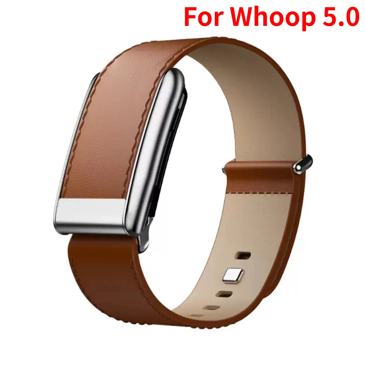 New Replacement Leather Strap for WHOOP 5.0 /5.0MG Fitness Soft Breathable Adjustable Protector Sports Wristband Strap Qme For Whoop 5.0-Brown