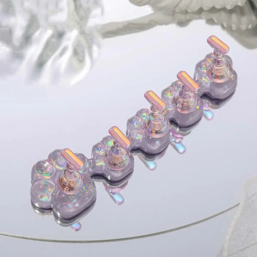 Cat Claw Nail Stand For Press On Nails Aurora Resin Showing Shelves Nail Display Magnetic Holder Manicure Organizer Nails Tools Qme Purple