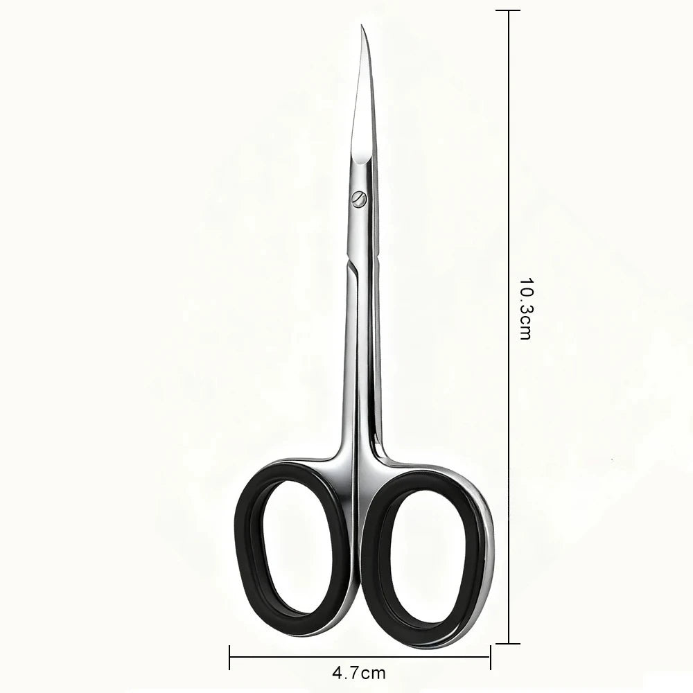 1Pcs Cuticle Scissors Manicure Scissors Stainless Steel Extra Fine Curved Professional Manicure Eyelashes Eyebrow Tools Qme