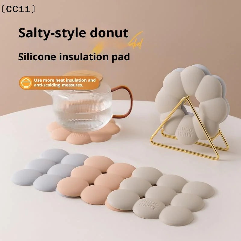 Multipurpose Pot Mat Heat Resistant Coaster Donuts Shape Silicone Qme