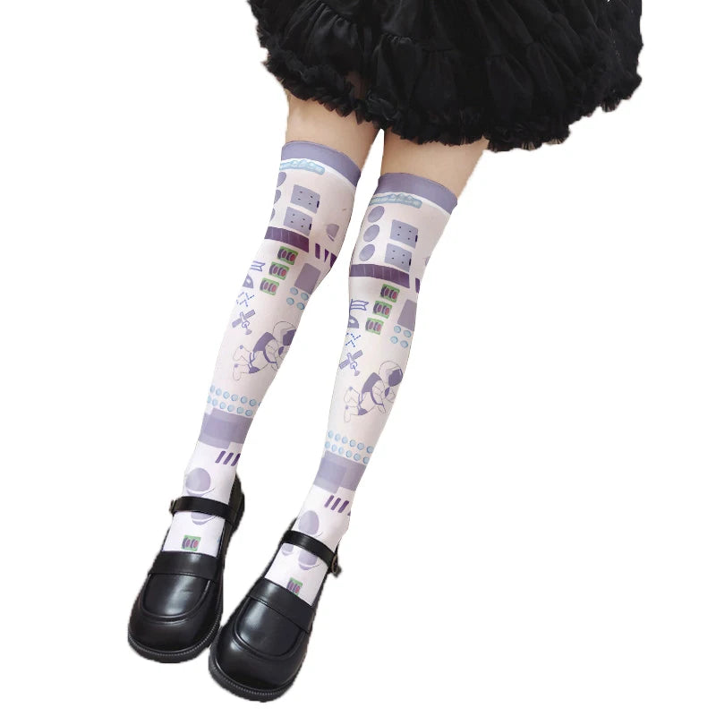 Cartoon Anime Striped Halloween Cat Claw Stockings Trendy Women's Qme style6 One Size
