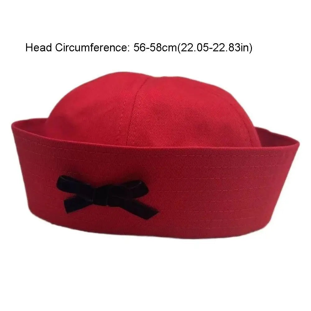 Fashion Y2K Stripe Sailor Hat Bow JK Navy Octagonal Polyester Captain Qme