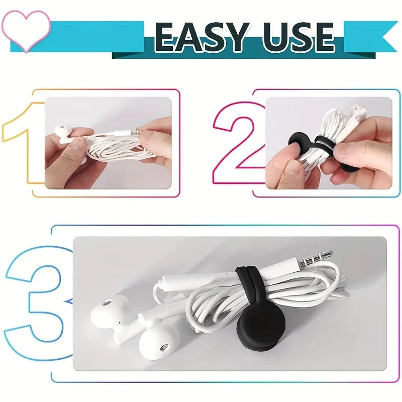 10pcs Magnetic Cable Clip - Black Magnetic Silicone Cable Organizer Cable Ties Reusable Cable Ties for Home, Kitchen, Office Qme