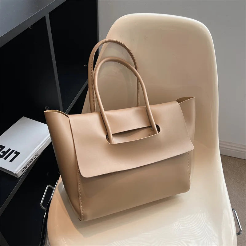 Female Tote Bag Korean Version Handbag Premium Trendy Retro Commuter Qme Khaki