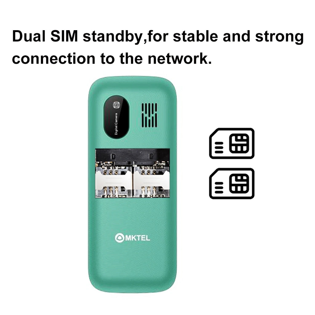 MKTEL M2023 Feature Phone with 1.77inch Display 800mAh Battery Dual SIM FM Radio Flashlight 0.08Mega Camera Senior Phone Qme