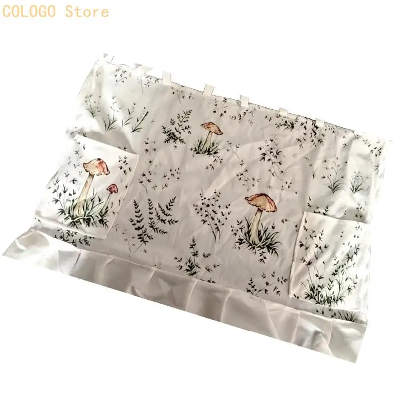 Ruffled Trim Oven Skirt Cover Pocket Ribbon Ties Heat Resistant Qme
