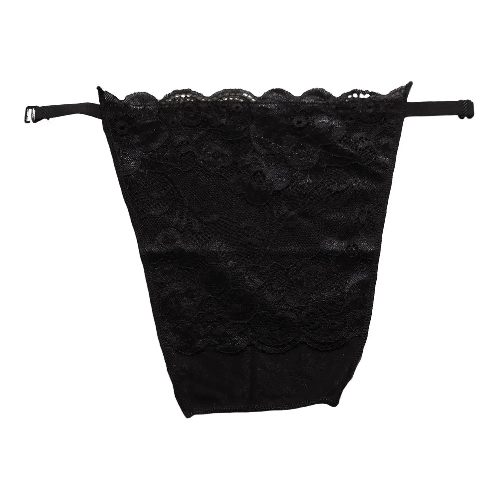 Flower Strapless Insert Wrapped Chest Double Layer Mesh Lace Qme black One Size