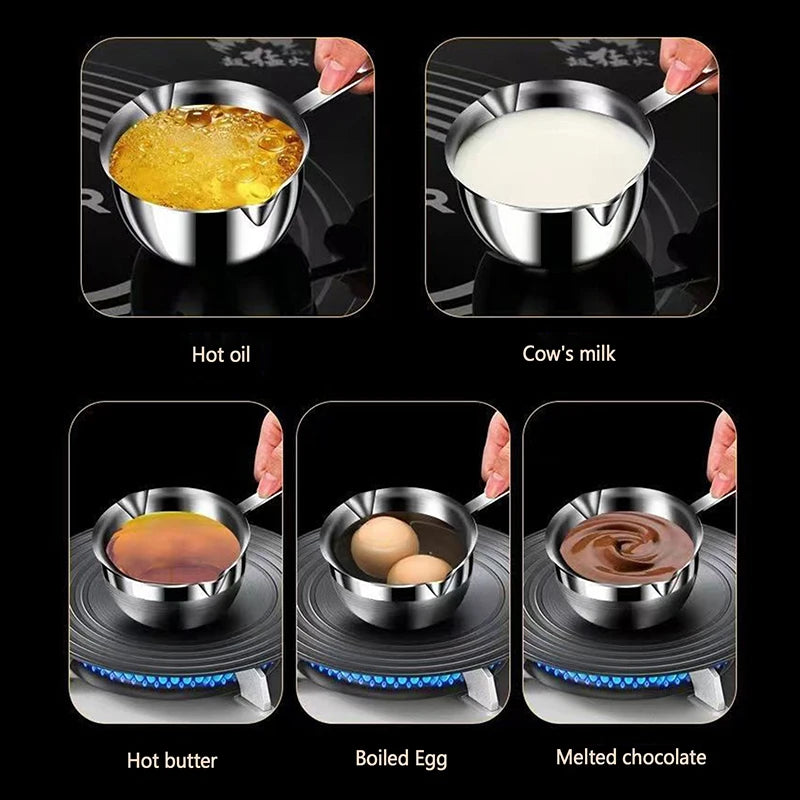 Small Milk Pots Stainless Steel Oil Skillet Household Heater Sauce Qme