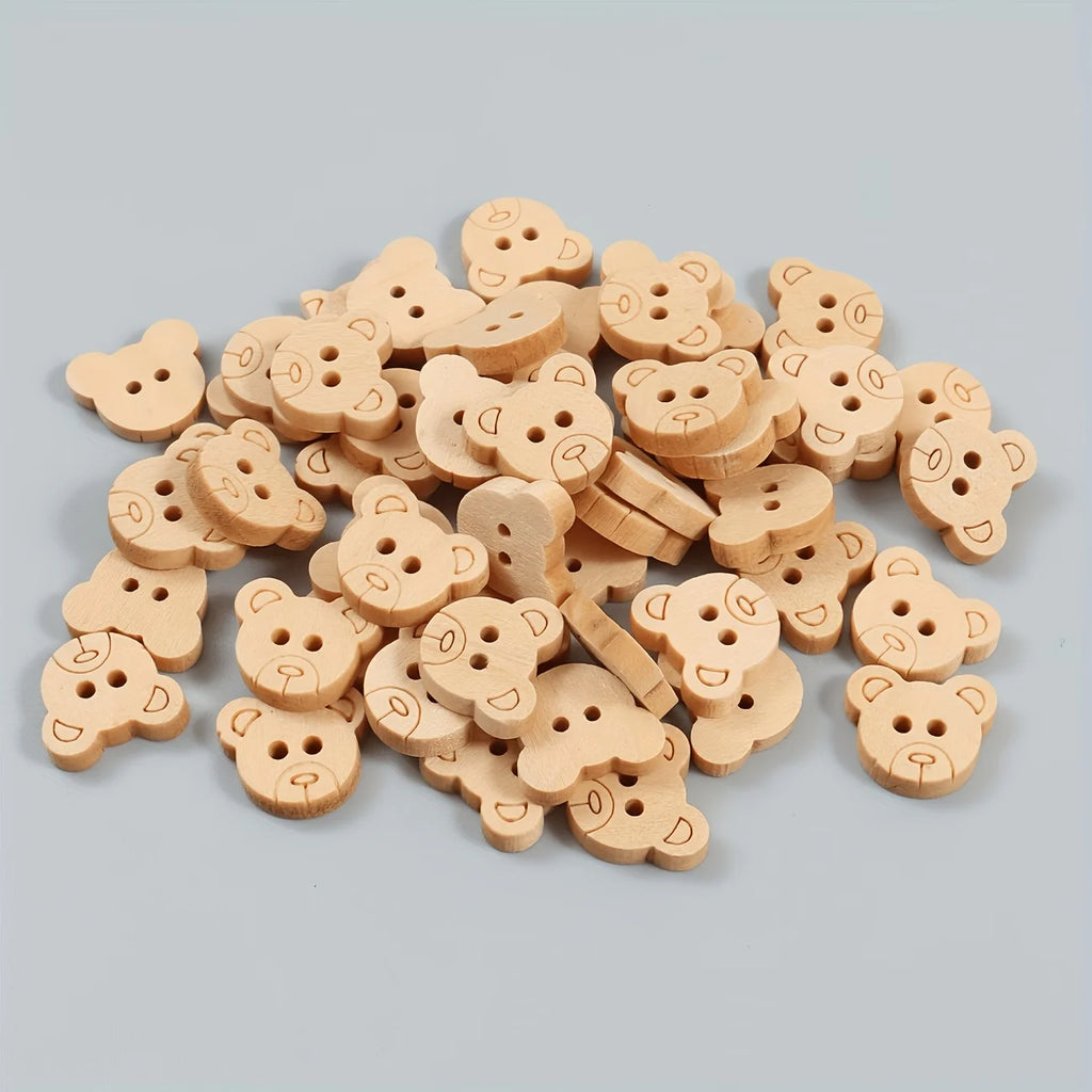 100pcs Bear Buttons with 2 Shank Holes for DIY Hand Sewing, Scrapbooking, Arts and Crafts Projects, and Home Decor Qme
