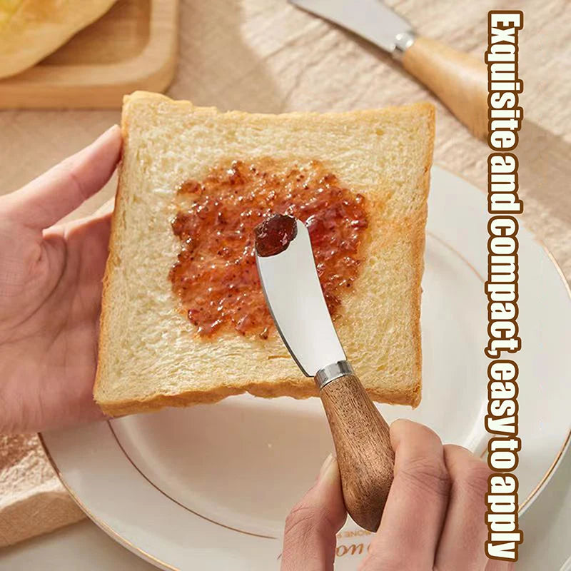 Cheese Spreader Jam Baking Tools Stainless Steel Knives Fork Wooden Qme