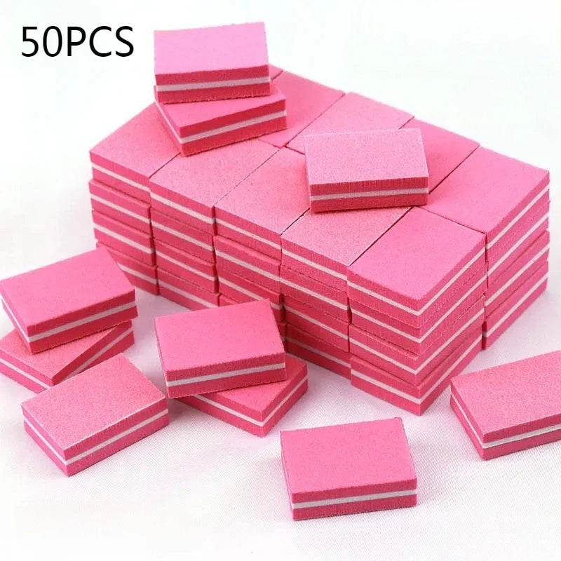 10-100PCS Mini Buffing Sanding Files Block Pedicure Care Nail Art Buffer Polish Manicure Pedicure Nail File Tools Nail Charm New Qme 50PCS Rose Red