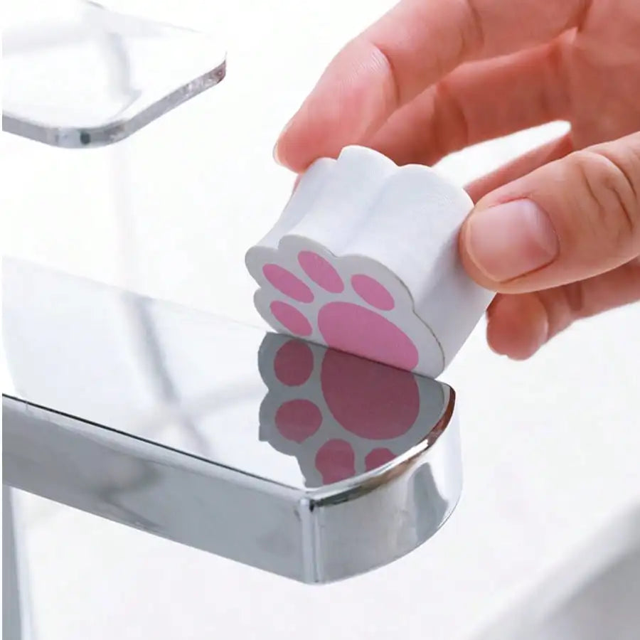 Pink Cat Claw Shape Bathtub Sink Cleaning Abrasive Particles Mirror Qme