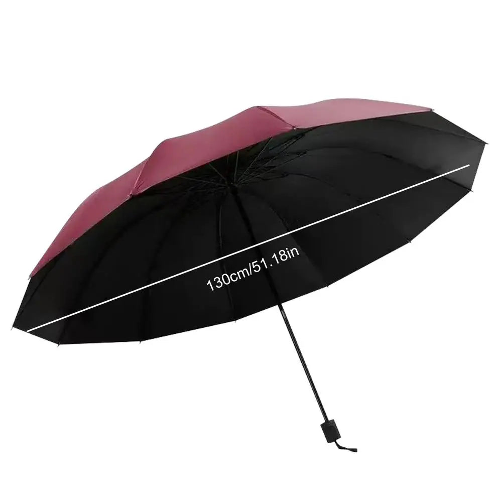 Umbrella Rain Parasol Heavy-duty Shade 12-Rib UV Large Lightweight Qme Red China Mainland metal-fiber composite|12K