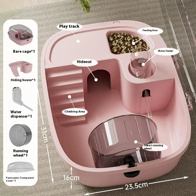 Luxury Large Capacity Hamster Golden Hamster Cage Habitat Villa Large 2-Layer Platform Cage Hiding Nest Small Pet Supplies Qme A2