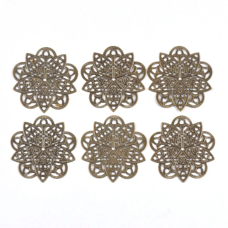 3Colors Flowers Filigree Wraps Connectors For Making DIY Jewelry Accessories Findings Scrapbook Home Decor Metal Crafts Supplies Qme