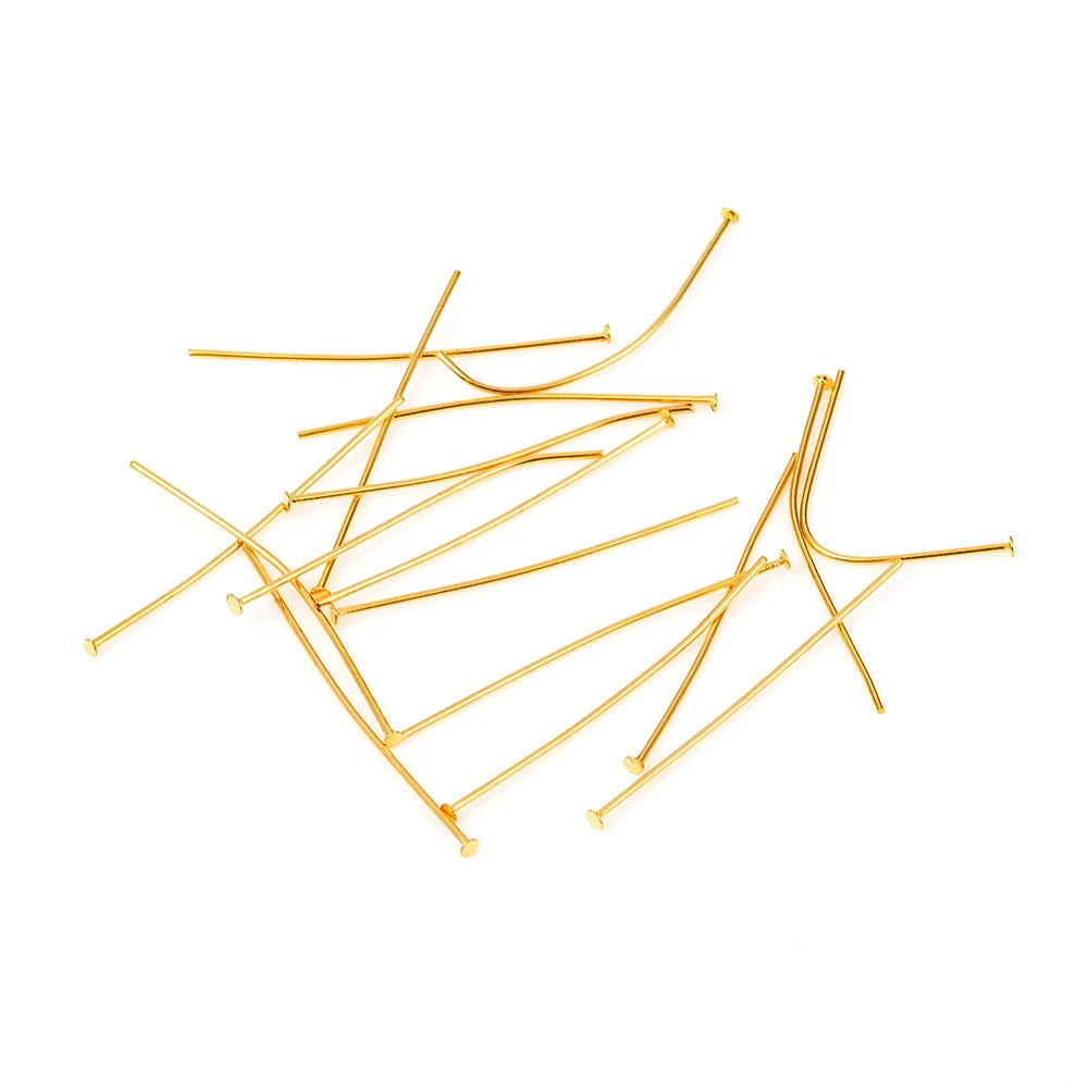 PandaHall 100pcs 304 Stainless Steel Flat Head Pins, 15.5/20/22/30/35/40/50mm x 0.6mm Assorted for Jewelry Making Qme