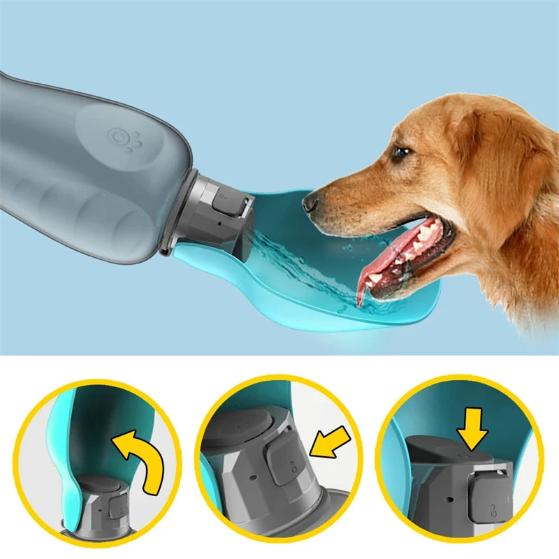 800ml Portable Dog Water Bottle For Small Large Dogs Cat Outdoor Leakproof Walking Drinking Bowls Chihuahua Bulldog Supplies Qme
