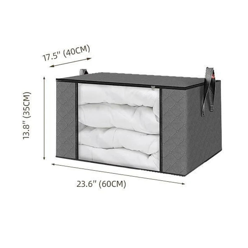 Large Capacity Viewing Window Quilt Storage Bag Household Dustproof Bedding Storage Box Clothing Sorting Bag Moving Organizing Qme Dark gray 1pcs