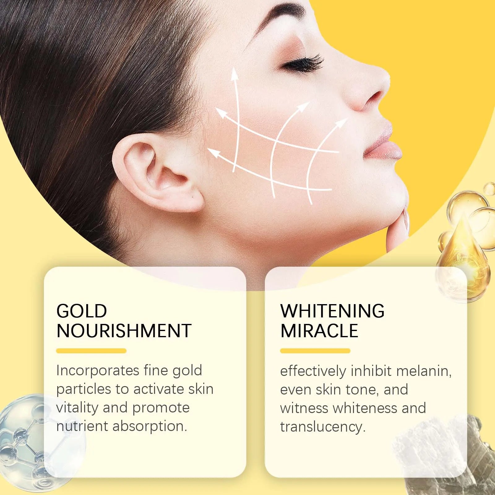 Gold Sleeping Masks Moisturizing Shrinkage Pore Lift Firm Fade Fine Lines Niacinamide Brightening Facial Skin Facial Masks Qme