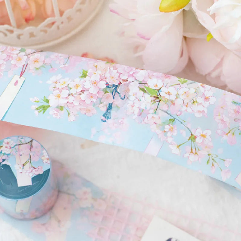 50mm X 2m Washi Tape Sakura Cherry Blossom DIY Scrapbooking Journal Planner Stickers for Phone Case Notebook Decoration Qme