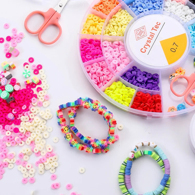 Clay Beads Bracelet Making Kit Seed Letter Alphabet DIY Art Craft Beads Kit with Charms for Jewelry Making Crafts Gifts 8 Styles Qme