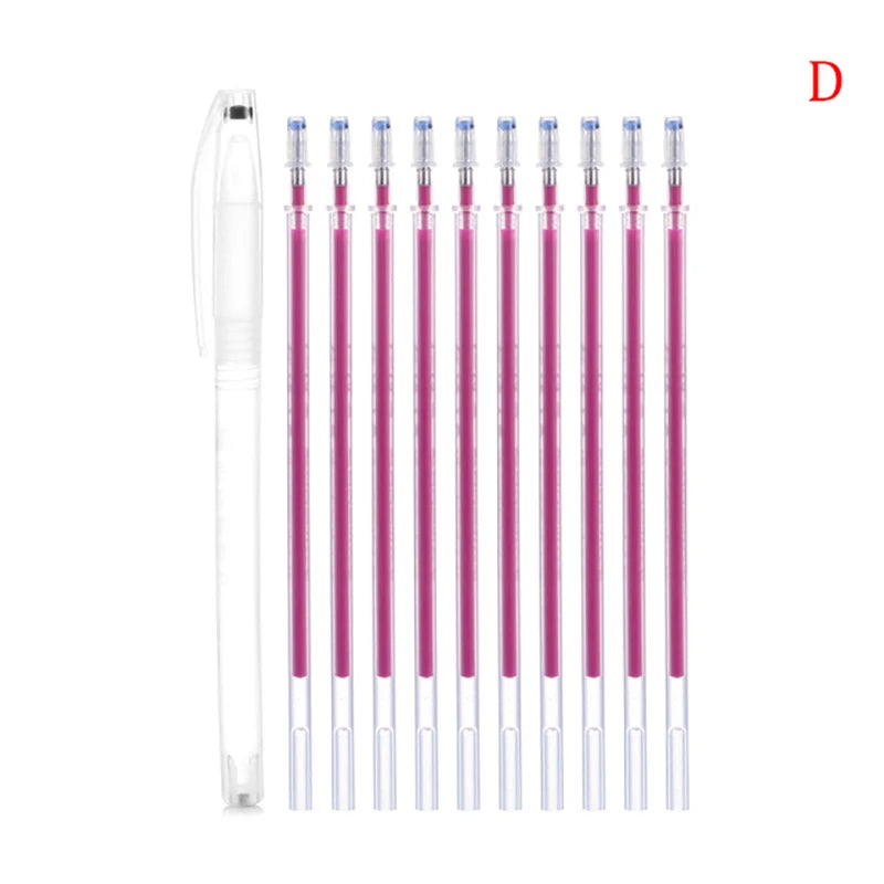 10pcs Heat Erasable Pen High Temperature Disappearing Fabric Marker Qme D