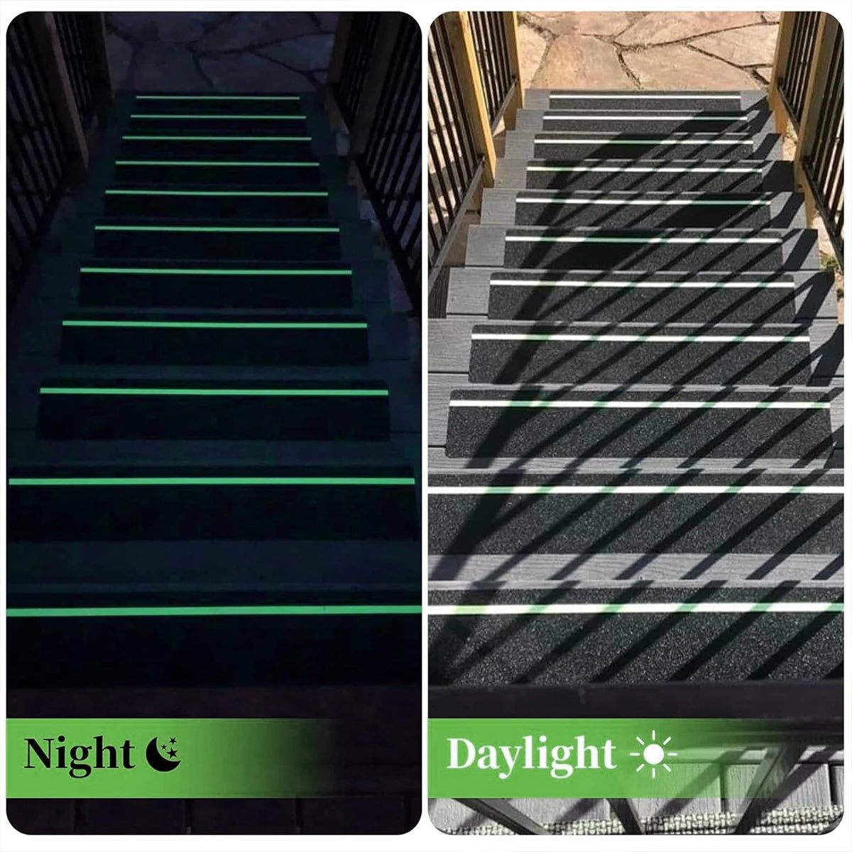 Glow in Dark Anti Slip Traction Tape Green Stripe Friction Abrasive Adhesive For Stair Tread Step Indoor Outdoor Qme