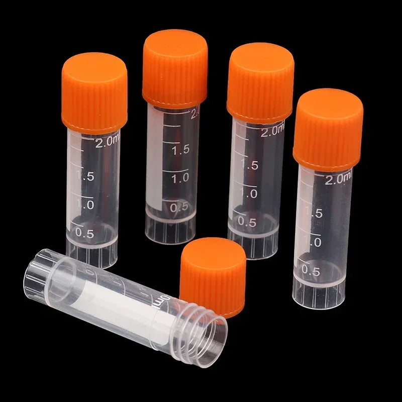 Plastic Test Tubes Vials Sample Container Powder Screw Cap Bottles PP Qme