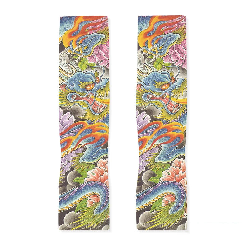 Fashionable Tattoo Manuscript Printed Ice Sleeves Summer Sun UV Qme style4 One Size