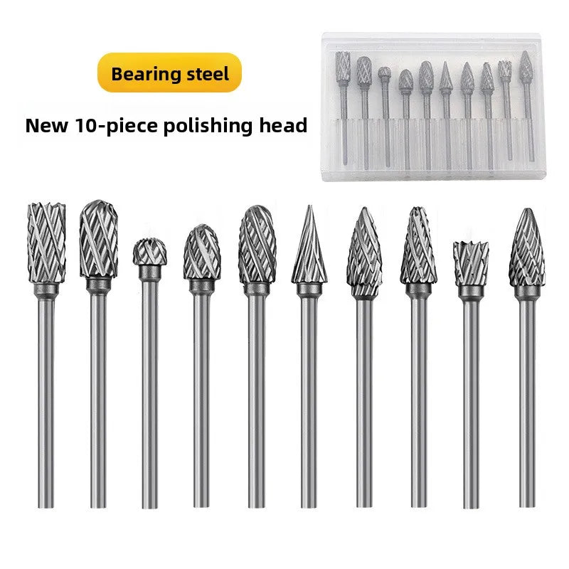 10Pcs High Hardness Carbide Burr Bits 3mm Shank Double Cut Rotary Tool Accessories For Dremel Metal Grinding Engraving Qme 10Pcs